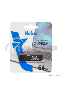Флешка USB Netac U351 64 Gb <NT03U351N-064G-20BK>, USB 2.0, с колпачком, металлическая черная