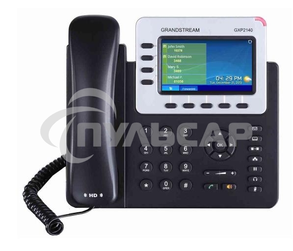 Телефон Grandstream GXP-2140, VoIP 2 Порта Ethernet 10/100/1000, 4 SIP линий, цветной TFT дисплей 480x272, HD Audio