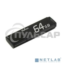 Флешка USB Netac U351 64 Gb <NT03U351N-064G-20BK>, USB 2.0, с колпачком, металлическая черная