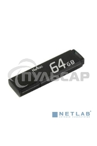 Флешка USB Netac U351 64 Gb <NT03U351N-064G-20BK>, USB 2.0, с колпачком, металлическая черная