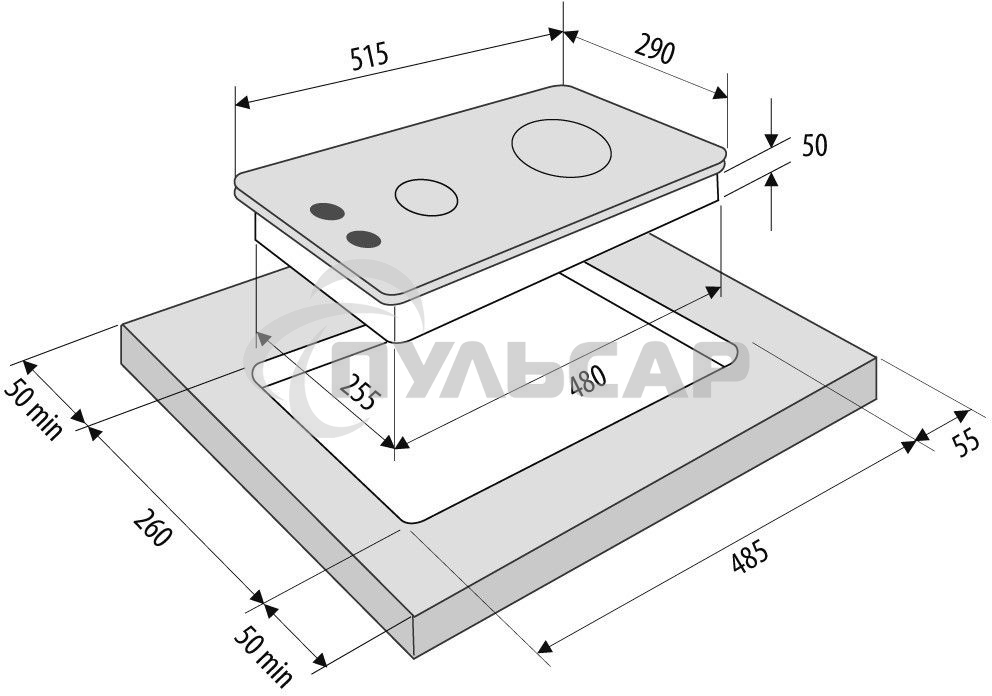 Газовая варочная панель Krona GALILEO 30 BL