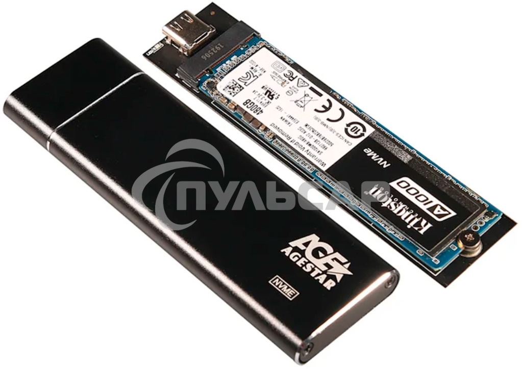 Внешний корпус AgeStar USB 3.1 Type-C M.2 NVME (M-key) AgeStar 31UBNV5C черный, алюминий, черный