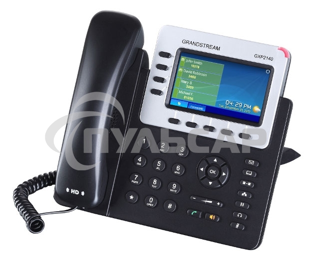 Телефон Grandstream GXP-2140, VoIP 2 Порта Ethernet 10/100/1000, 4 SIP линий, цветной TFT дисплей 480x272, HD Audio