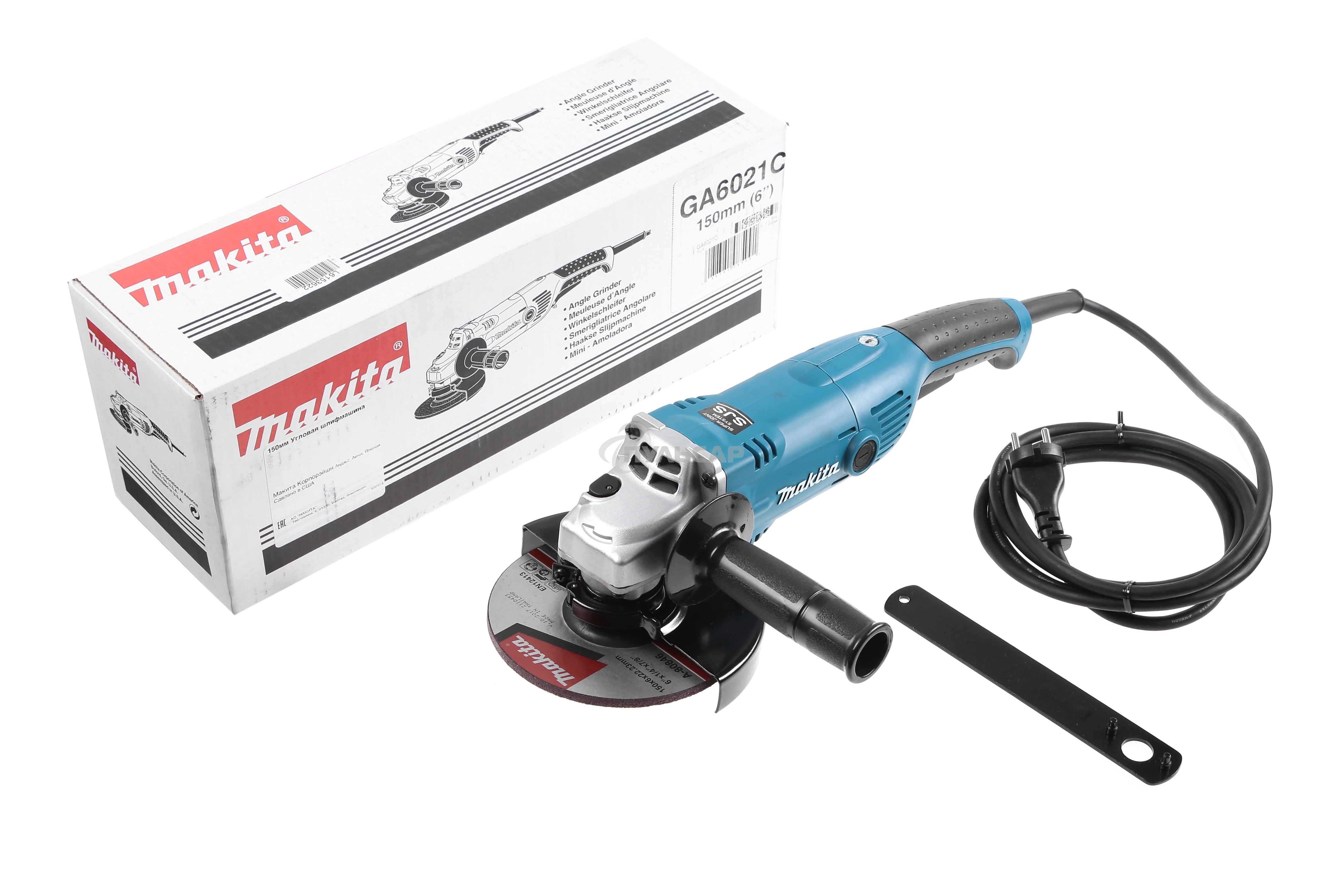 Углошлифовальная машина Makita GA6021C 1450Вт 9000об/мин рез.шпин.:M14 d=150мм