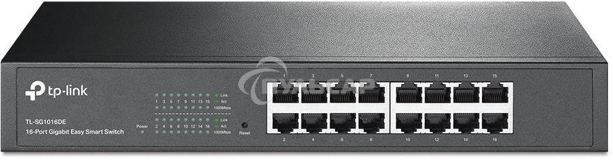 Сетевой коммутатор TP-Link SMB TL-SG1016DE 16-Port Gigabit Easy Smart Switch, 16 10/100/100Mbps RJ45 ports, MTU/Port/Tag-based VLAN, QoS, IGMP Snooping