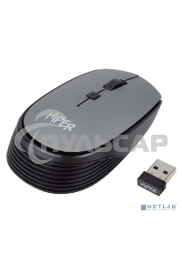 Мышь беспроводная HIPER HOMW-081 серый, 1600 dpi, радиоканал, USB, кнопки - 4