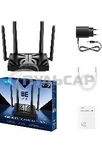 Маршрутизатор Cudy BE3600 Gigabit Dual Band Wi-Fi 7 Mesh Router, Chipset Broadcom, 802.11be/ax/ac/a/b/g/n, 2882Mbps at 5GHz + 688Mbps at 2.4GHz, 5 x 10/100/1000Mbps Ports, 4 x 5dBi fixed antennas, WiFi router/AP/ Repeater/WISP Mode, PPTP/L2TP/OpenVPN/Wire