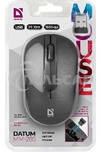 Мышь беспроводная Defender Datum MM-285 черный, 1600 dpi, радиоканал, USB, кнопки - 3