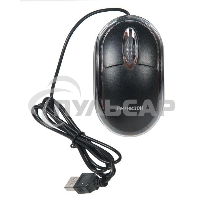 Мышь проводная Гарнизон GM-100 черный, 1000 dpi, USB, кнопки - 3