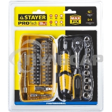 Биты и торцовые головки с трещоткой и воротком 39шт STAYER PROFI 25135-H39