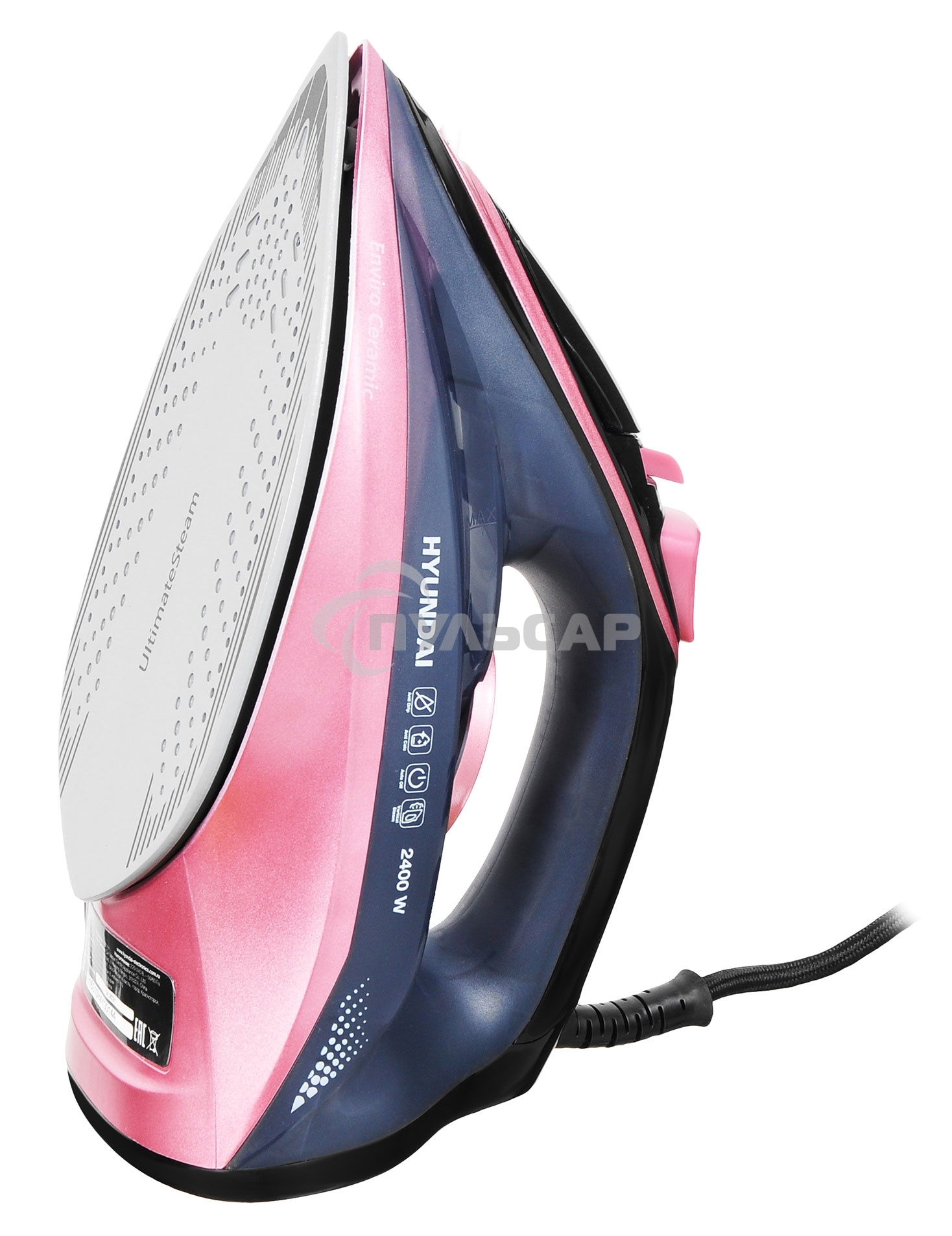 Утюг Hyundai H-SI01623 2400Вт черный/розовый