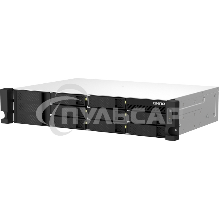 Сетевое хранилище SMB QNAP TS-873AeU-RP-4G NAS 8 HDD trays, 2x 2.5 GbE. 64-bit 4-core AMD V1500B 2,2 GHz, 4 Gb. RAM (1*4 Gb) up to 32Gb (2*16 Gb), 2 x M2 2280 (PCIe Gen3 x 1), 2xPSU W/o rail kit RAIL-B02