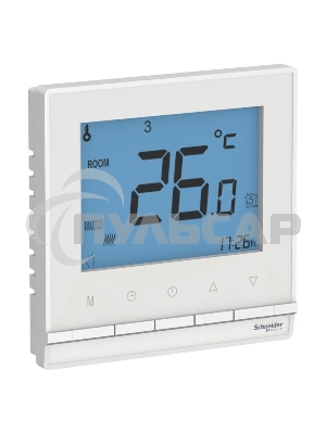 Термостат электрон.теплого пола с датч Schneider-electric ATN000138 ATLASDESIGN от + 5 до +35 °C, 16A,в сб., БЕЛЫЙ