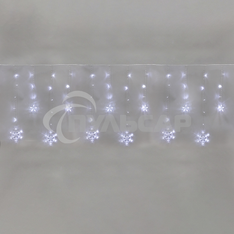 Гирлянда Neon-night Бахрома со снежинками 2,4х0,9м, 150 LED, белый, с контроллером 8 режимов, 230В