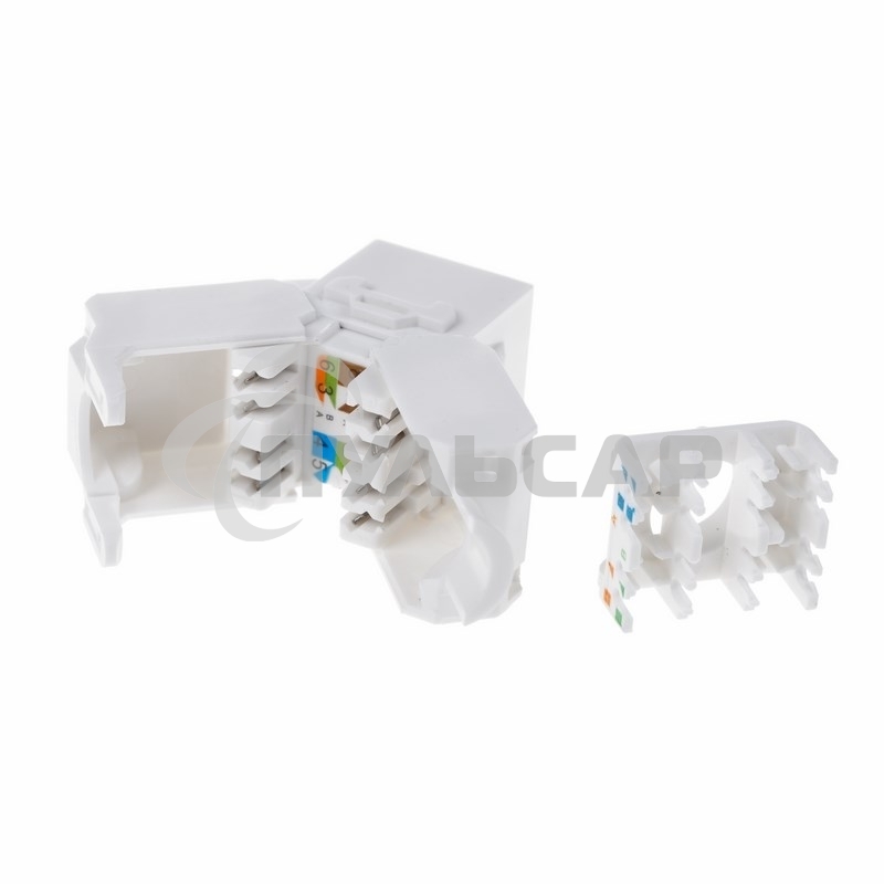 Модуль Rexant Keystone Jack RJ-45(8P8C), UTP неэкранированный, кат.5e, тип 90 градусов, самозажимной, белый