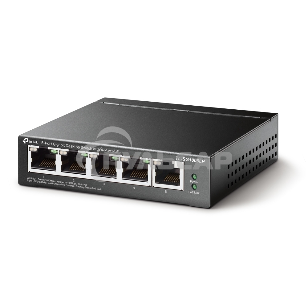 Коммутатор TP-Link 8-Port 10/100Mbps Unmanaged Switch with 4-Port PoE, metal case, desktop mount, PoE budget 41W.