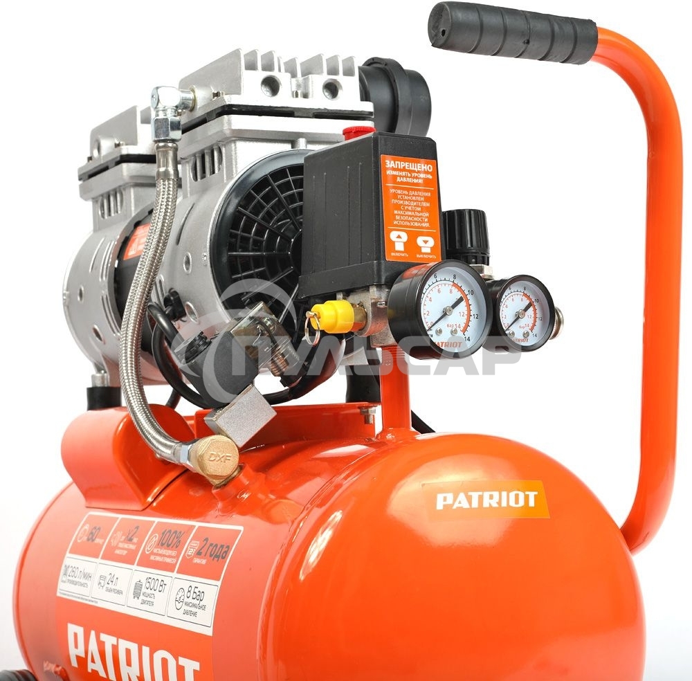 Компрессор Patriot поршневой безмасляный WO 24-260S, 260 л/мин, 8 бар, 1500 Вт, 24 л, быстросъемный 1/4