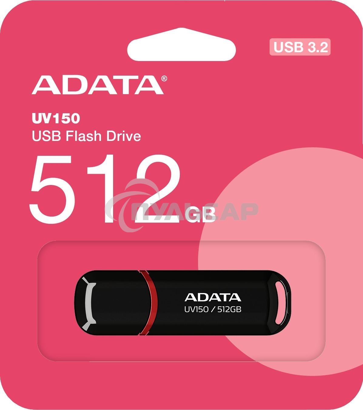 Флешка USB ADATA UV150 (AUV150-512G-RBK), 512 Gb, USB 3.2, R/W 100/30, черный