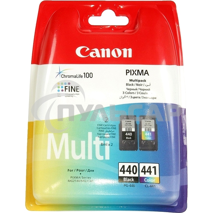 Картридж струйный Canon PG-440/CL-441 5219B005 черный/трехцветный x2уп. для Canon MG2140/MG3140 (180стр.)