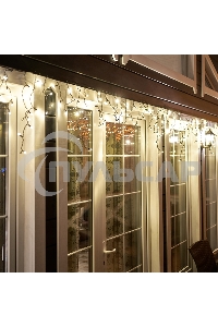 Гирлянда Neon-night Айсикл (бахрома) светодиодный, 4,8 х 0,6 м, черный провод, 230 В, диоды теплый белый, 176 LED