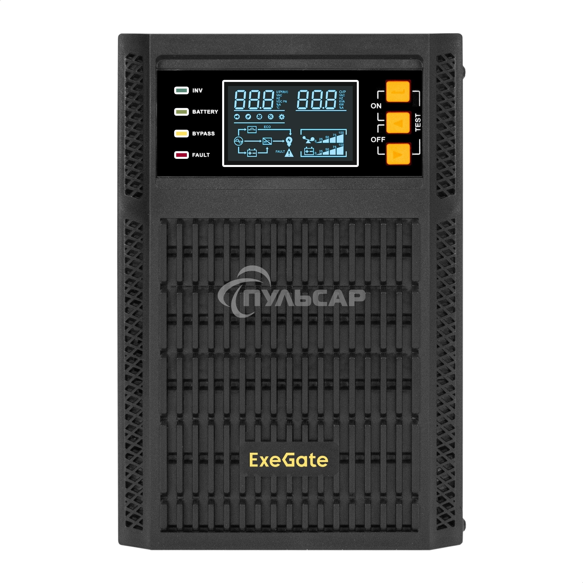 Источник бесперебойного питания On-line ExeGate PowerExpert TL-1000.LCD.AVR.2SH.USB.RS232.SNMP 1000VA/1000W, On-Line, PF=1, LCD, 2*Schuko, RS232, USB, SNMP-slot, встроенные батареи 12V 7.2Ah - 2шт, Tower, металлический корпус, черный