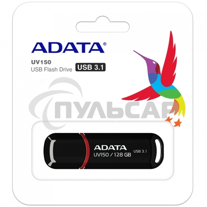 Флешка USB ADATA UV150 (AUV150-64G-RBK), 64 Gb, USB 3.0, R/W 100/40, черный