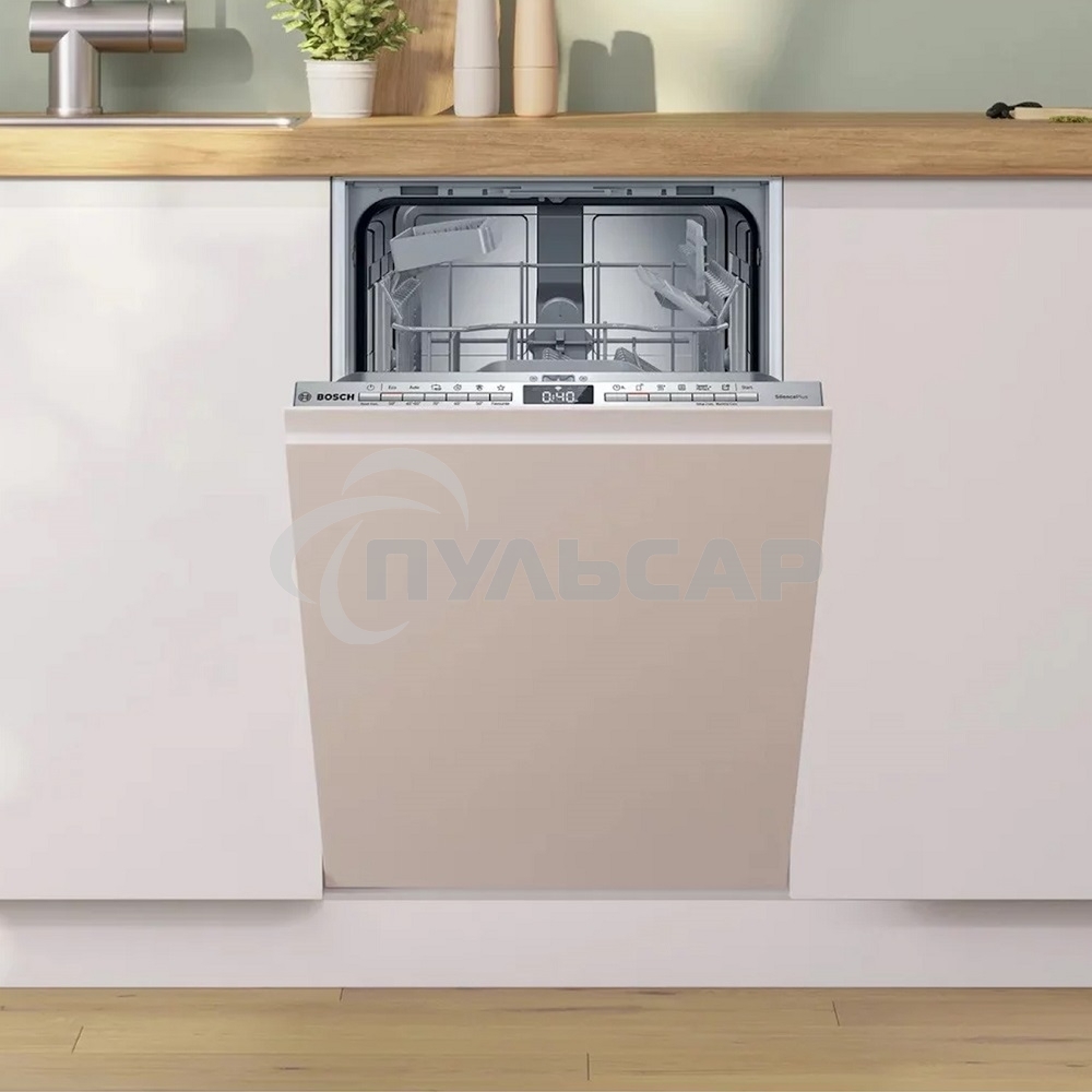 Встраиваемая посудомоечная машина Bosch SPV4EMX10E, серебристый, 44.8 см, 10 компл., 44 дБ, класс C