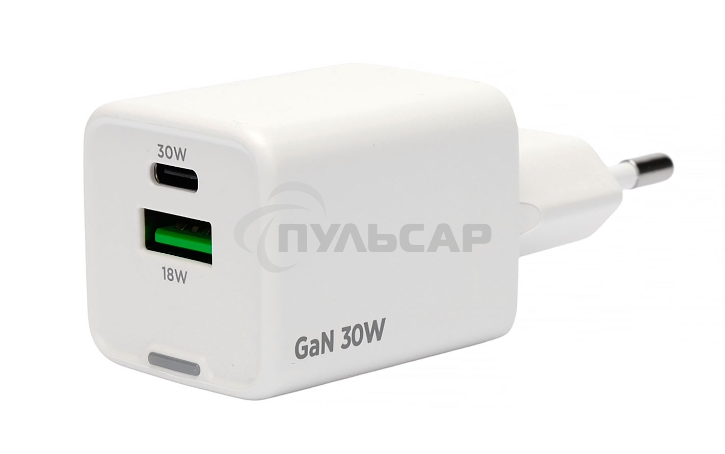 Зарядное устройство Cablexpert MP3A-PC-63, 30Вт GaN, 3А, QC4.0/PD, 1xUSB, 1xType-C, белый, пакет