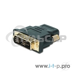 Переходник Cablexpert HDMI-DVI 19F/19M золотые разъемы, пакет, черный (A-HDMI-DVI-2)