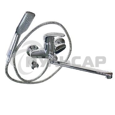 RUSSIA-MOSCOW 2070 Смеситель в ванную с дивектором на корпусе шаровый с сатеновой ручкой (Смеситель в ванную RUSSIA-MOSCOW с дивектором на корпусе, шаровый, сатеновая ручка с узором, картридж d=40мм, гусак 30см, аэратор для экономии воды, гайки крепления 