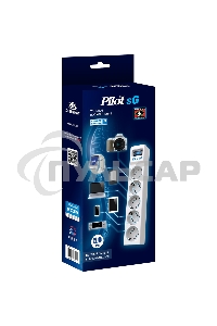 Сетевой фильтр ZIS PILOT Surge protector Pilot SG5 5 outlets (GP), 10A / 2.2kVt, automatic circuit-breaker, 5 m
