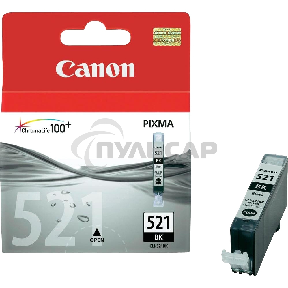 Картридж струйный CLI-521Bk (2933B004) черный (9 мл.) для Canon Pixma iP3600, 4600, MP540,MP620, MP630, MP980