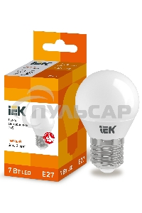 Лампа cветодиодная Iek LLE-G45-7-230-30-E27 ECO G45 шар 7Вт 230В 3000К E27 IEK