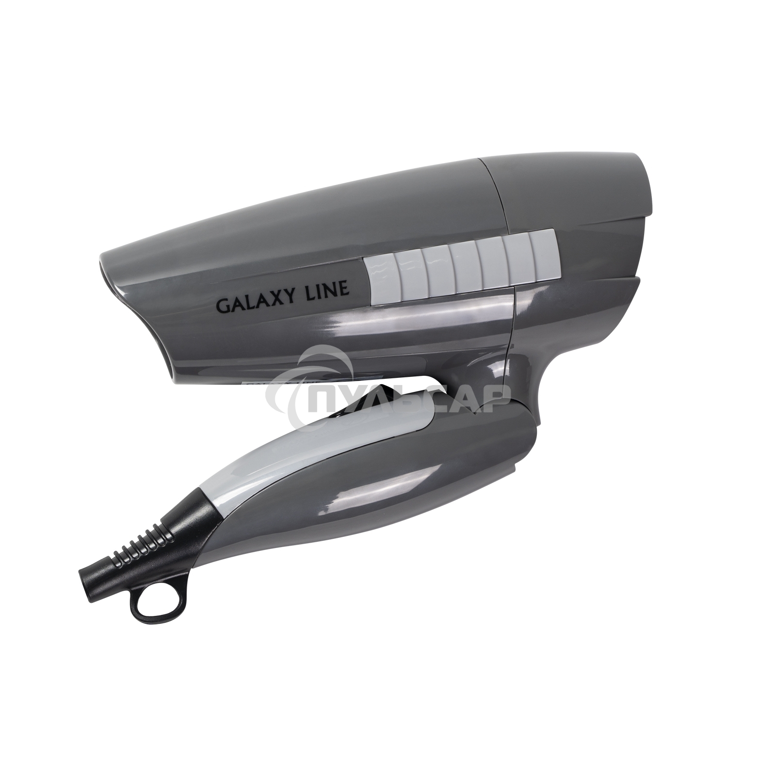 Фен для волос Galaxy Line GL 4337, серый, 1200 Вт, 2 скорости потока воздуха, складная ручка, подвесная петля, длина шнура питания 170 см