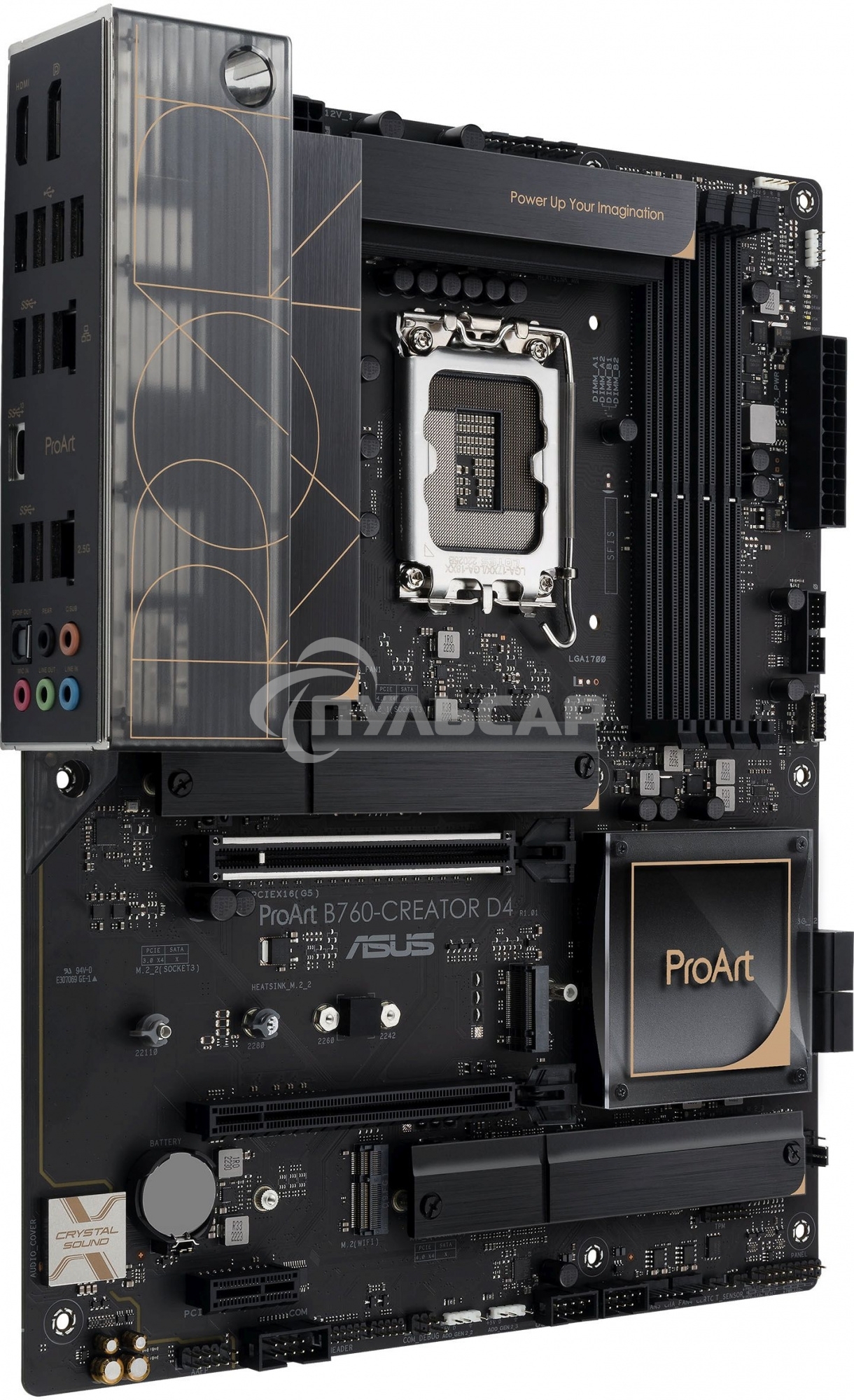 Материнская плата ASUS ProArt B760-CREATOR D4, LGA 1700, Intel B760, 4xDDR4, 4xSATA, 3xM.2, 1xPCIe 5.0 x16, 1xPCIe 4.0 x4, 1xDP, 1xHDMI, 2x2.5Gb LAN, 4xUSB-A, 1xUSB-C, 5x3.5 мм, 7.1, Standard-ATX