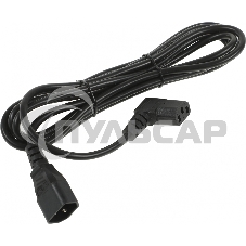 Кабель питания Hyperline PWC-IEC13A-IEC14-3.0-BK монитор-компьютер IEC 320 C13 (угловая) - IEC 320 C14 (3x1.0), 10A, прямая вилка, 3м, черный