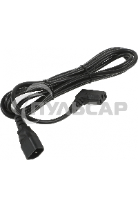 Кабель питания Hyperline PWC-IEC13A-IEC14-3.0-BK монитор-компьютер IEC 320 C13 (угловая) - IEC 320 C14 (3x1.0), 10A, прямая вилка, 3м, черный