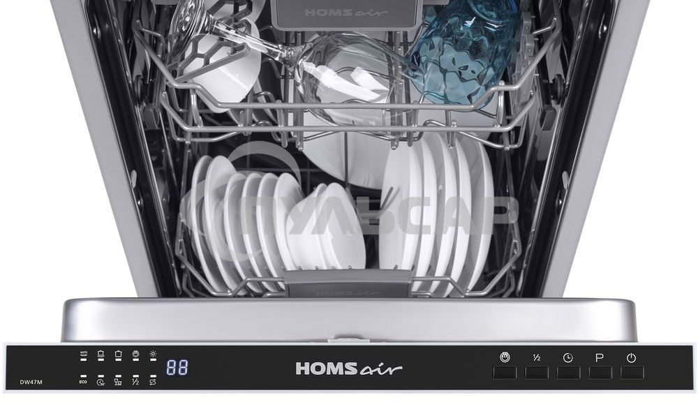 Встраиваемая посудомоечная машина HOMSair DW47M, черный, 44.5 см, 10 компл., 47 дБ, класс A++