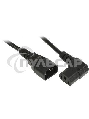 Кабель питания Hyperline PWC-IEC13A-IEC14-3.0-BK монитор-компьютер IEC 320 C13 (угловая) - IEC 320 C14 (3x1.0), 10A, прямая вилка, 3м, черный