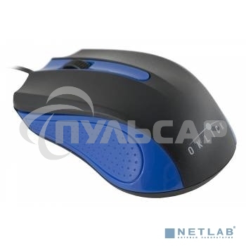 Мышь проводная Oklick 225M черный/синий, 1200 dpi, USB, кнопки - 3