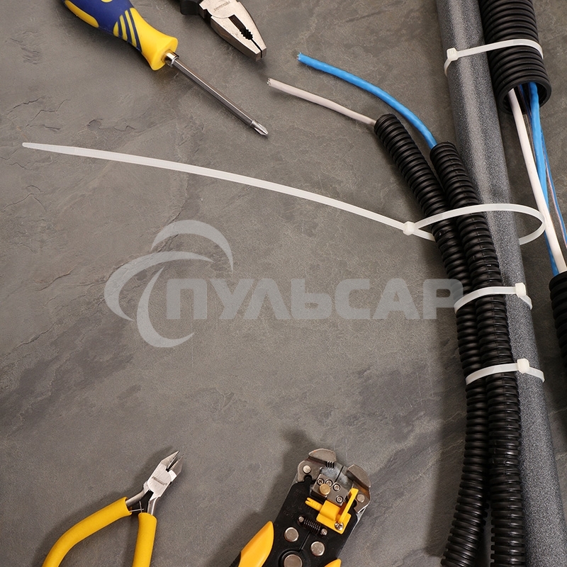 Хомут-стяжка кабельная нейлоновая Rexant 400 x4,8 мм, белая, упаковка 100 шт.