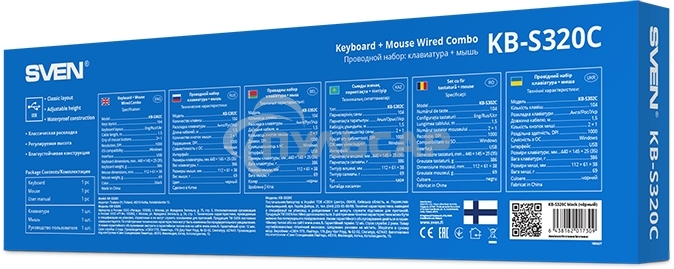 Комплект клавиатура + мышь SVEN KB-S320C клавиатура и мышь черные (USB, 105 кл, 4 кнопки, 1000 dpi)