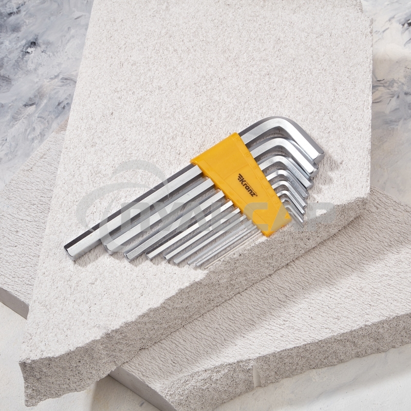 Набор ключей имбусовых HEX KRANZ 2,0-12 мм, CrV, 9 шт., удлиненные