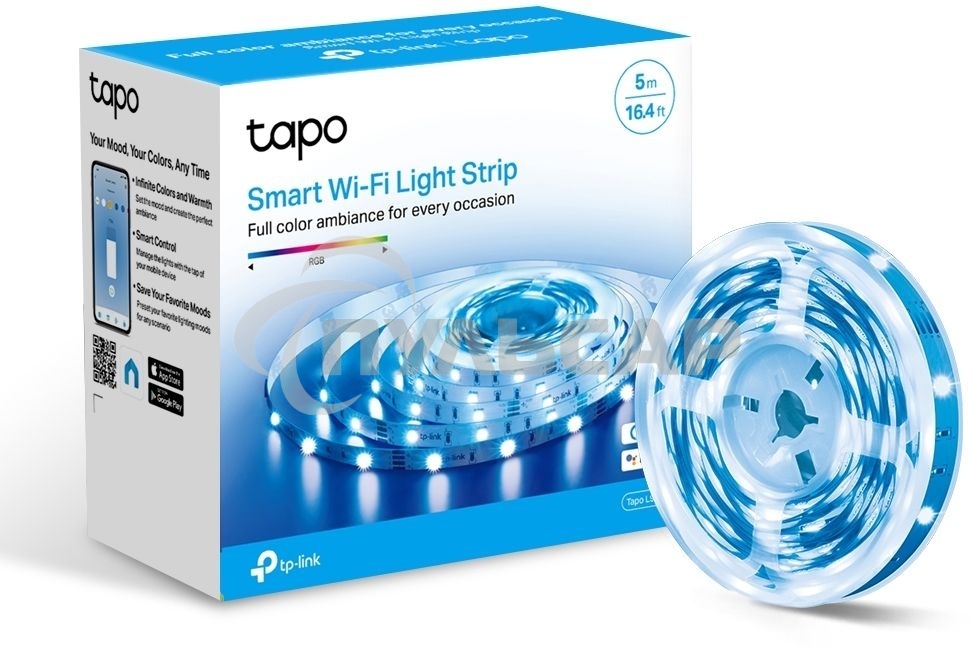 Лента светодиодная умная Wi-Fi Tapo Smart Light Strip 5m, cut to size every 10cm, one adapter, one controller