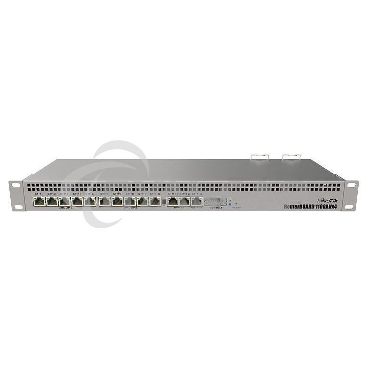 Маршрутизатор MikroTik RB1100AHx4 with Annapurna Alpine AL21400 Cortex A15 CPU (4-cores, 1.4GHz per core), 1Gb RAM, 13xGbit LAN, RouterOS L6, 1U rackmount case, Dual PSU