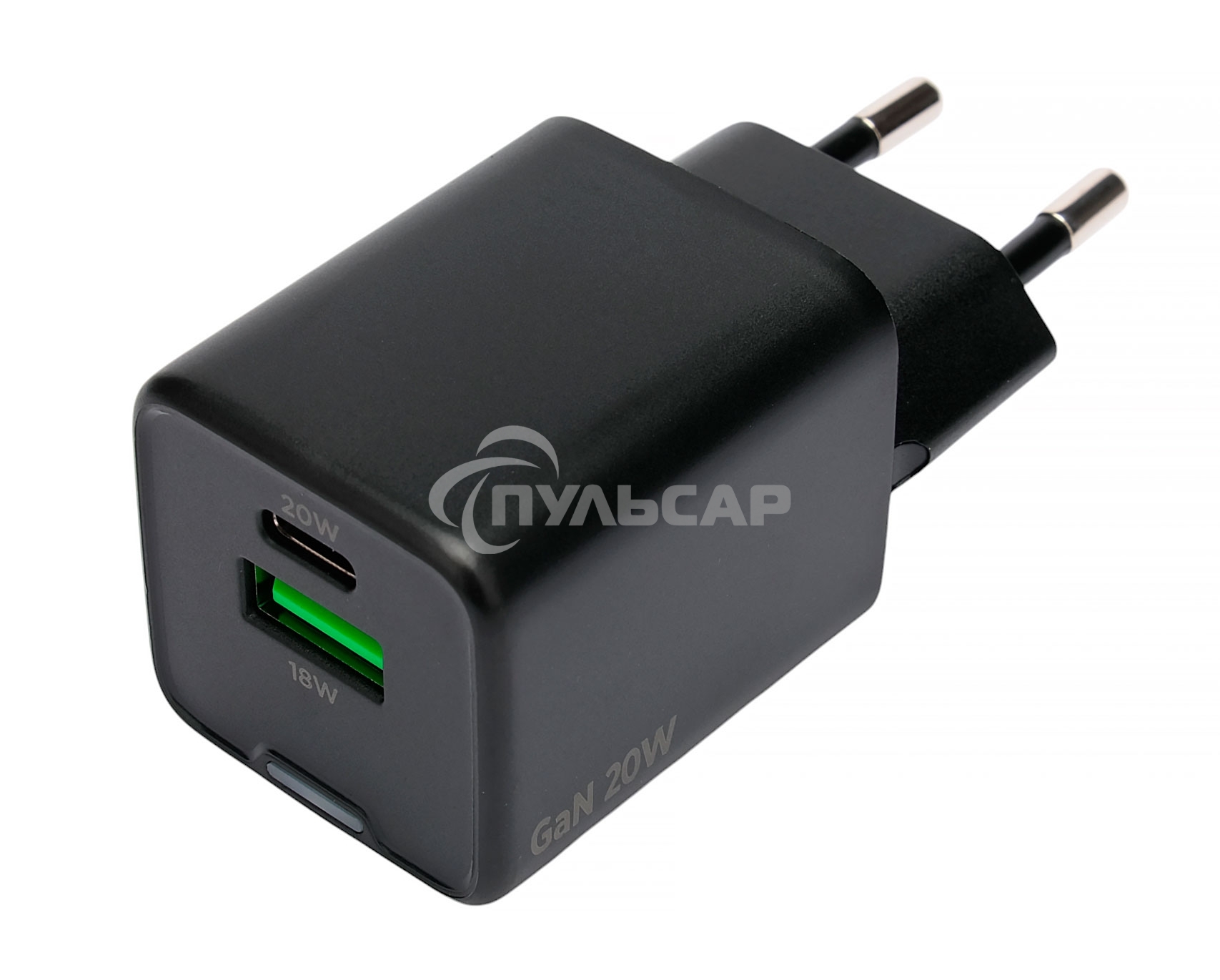 Зарядное устройство Cablexpert MP3A-PC-62, 20Вт GaN, 3А, QC4.0/PD, 1xUSB, 1xType-C, черный, пакет