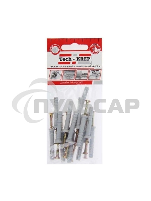 Дюбель-гвоздь 6х40 с потайной манжетой полипропилен (уп.16шт) пакет Tech-Krep 102943
