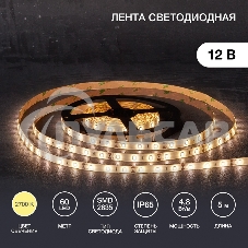 Лента светодиодная 5 м 12 В 2835 2700 К IP65 60 LED/м для БП с клеммами LAMPER