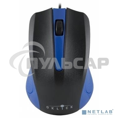 Мышь проводная Oklick 225M черный/синий, 1200 dpi, USB, кнопки - 3