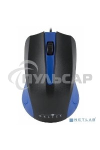 Мышь проводная Oklick 225M черный/синий, 1200 dpi, USB, кнопки - 3